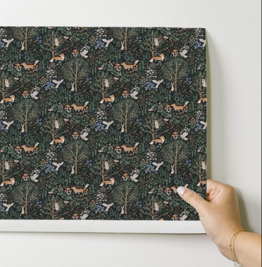 Miniature Woodland Animals Nursery Peel & Stick Wallpaper 12 x 12