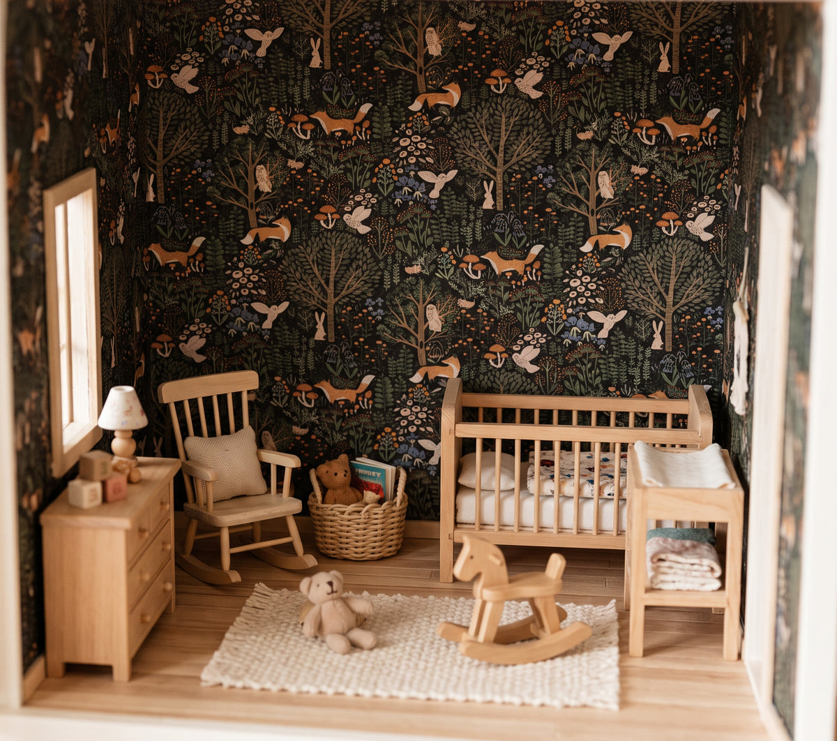 Miniature Woodland Animals Nursery Peel & Stick Wallpaper 12 x 12