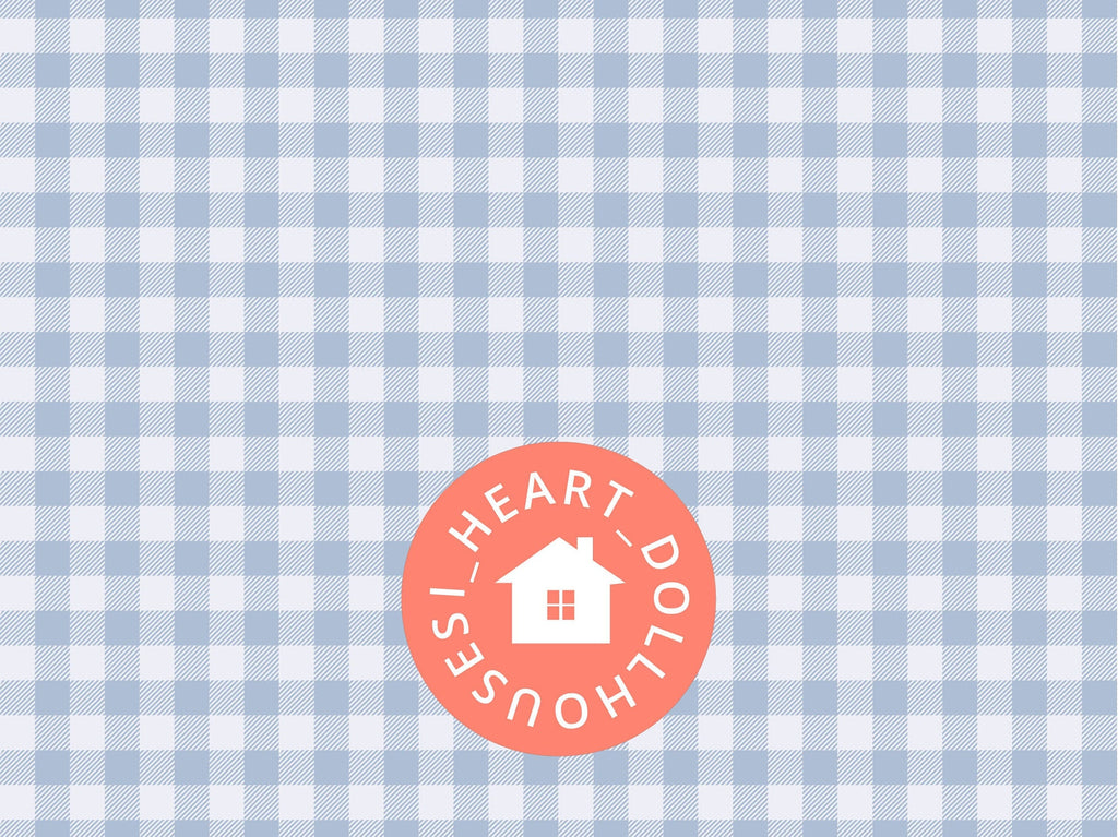 1/12 Dollhouse Light Blue Gingham Pattern Wallpaper Printable Download 8.5 x 11"