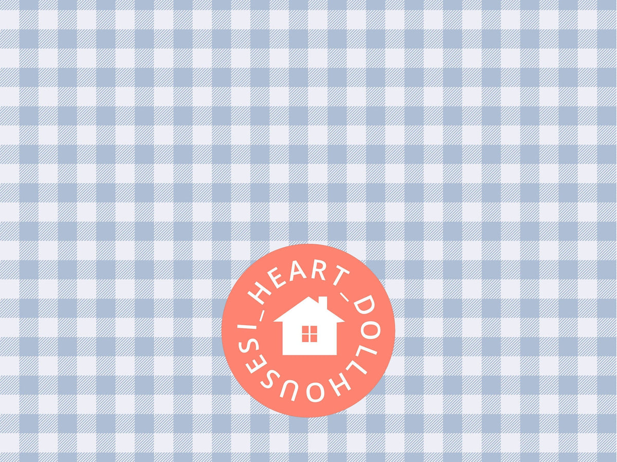 1/12 Dollhouse Light Blue Gingham Pattern Wallpaper Printable Download 8.5 x 11"