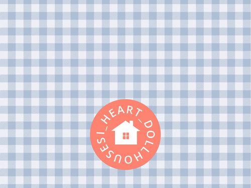 1/12 Dollhouse Light Blue Gingham Pattern Wallpaper Printable Download 8.5 x 11"