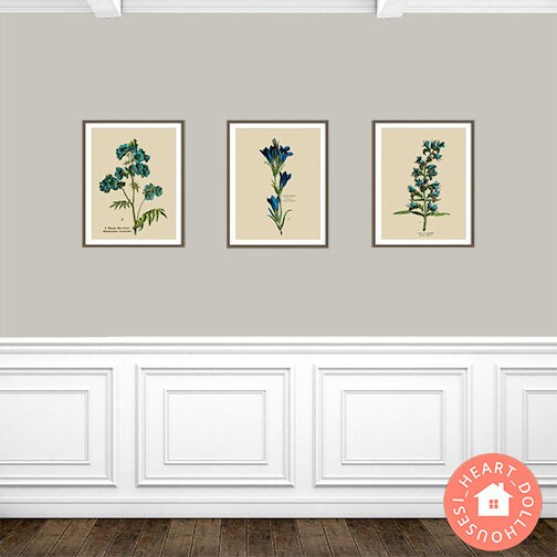 Miniature Botanic Art, Blue Flowers Gallery Wall for Dollhouses Printable Download 8.5 x 11"