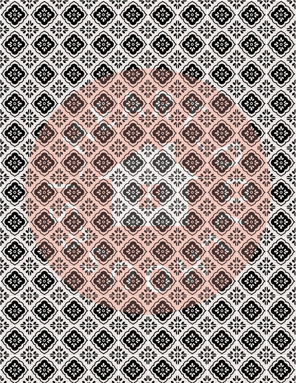 Black & White Mosaic Cement Tile for Miniature 1:12 Printable Download 8.5 x 11
