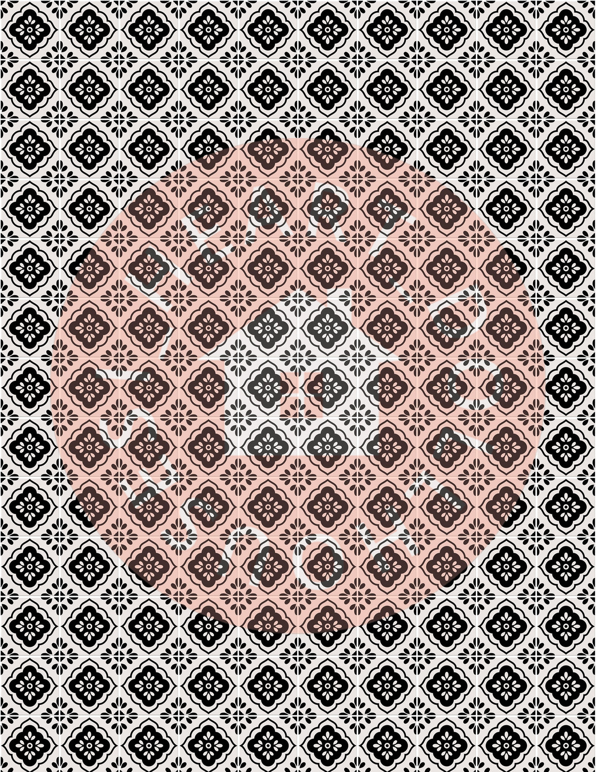 Black & White Mosaic Cement Tile for Miniature 1:12 Printable Download 8.5 x 11