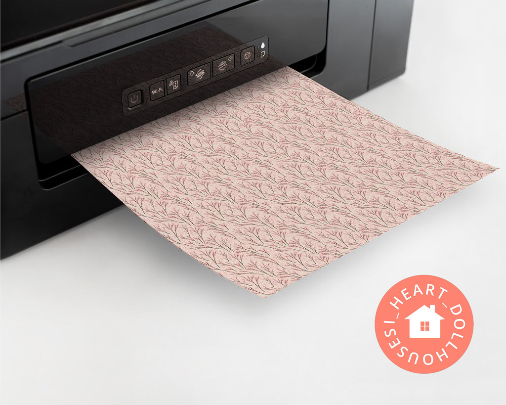 Blue & White Floral Miniature Dollhouse Wallpaper 1:12, Printable Download 8.5 x 11