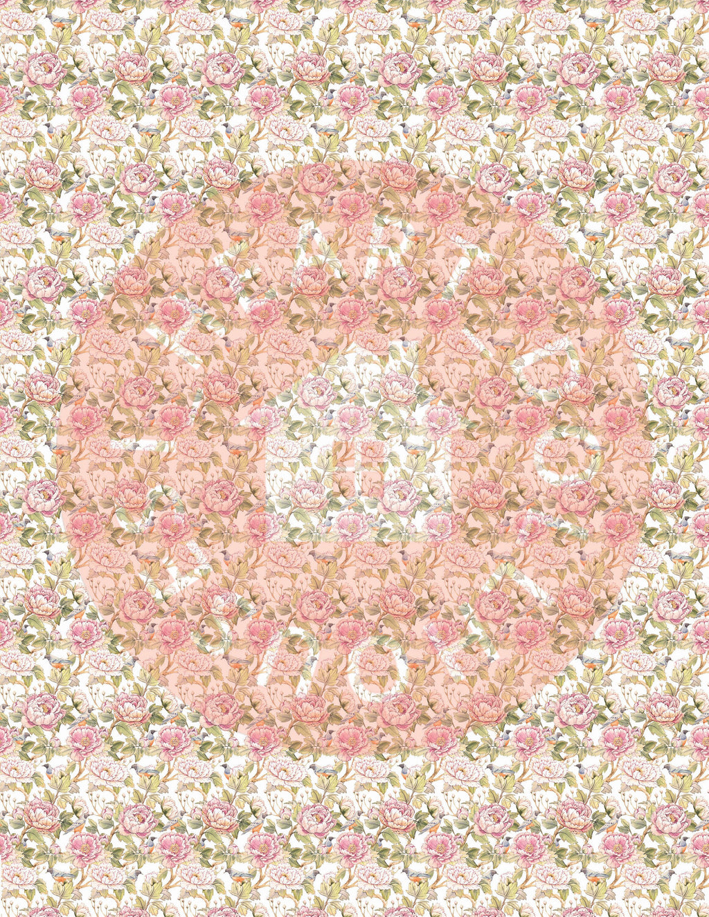 Shabby Chic Dollhouse Wallpaper, Birds and Flowers Miniature (PDF Download)