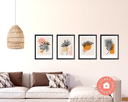 Miniature Minimalist Boho Art, Gallery Wall for Dollhouses Printable Download 8.5 x 11"