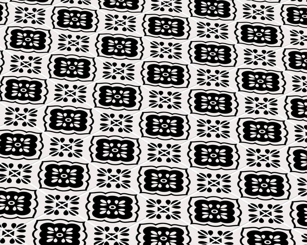 Black & White Mosaic Cement Tile for Miniature 1:12 Printable Download 8.5 x 11