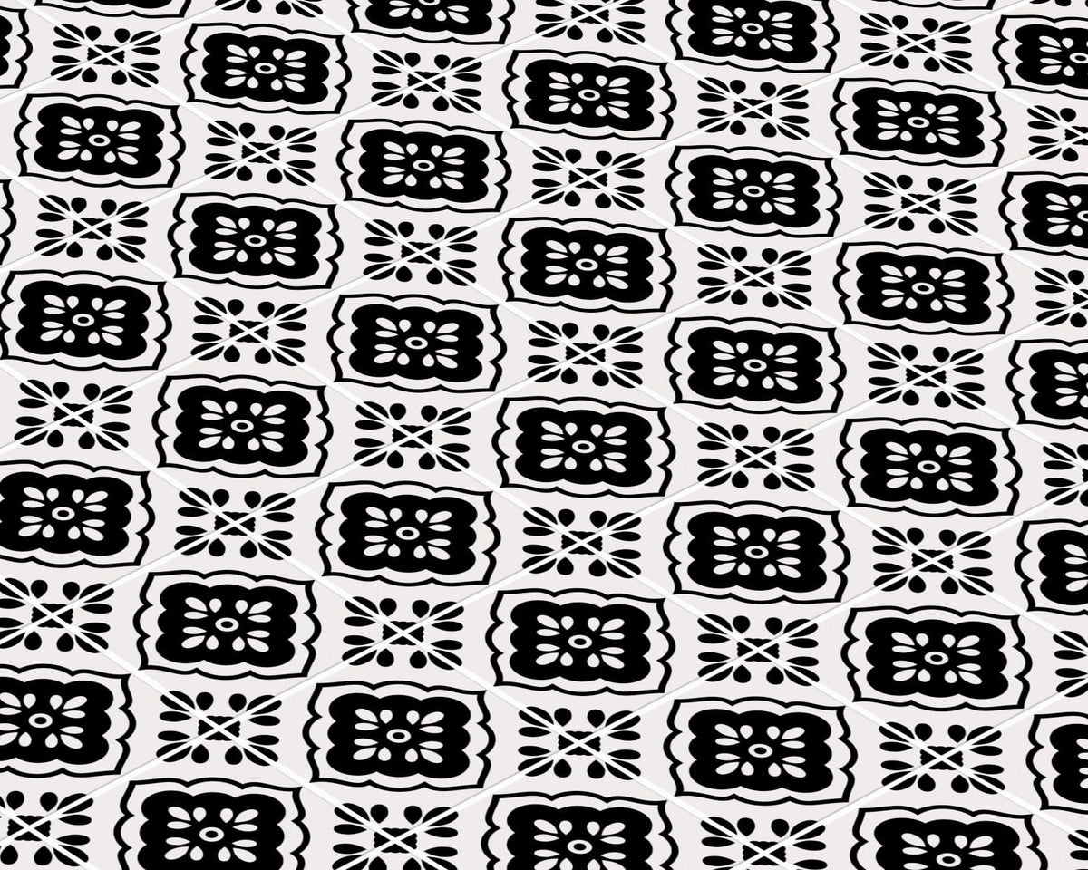 Black & White Mosaic Cement Tile for Miniature 1:12 Printable Download 8.5 x 11