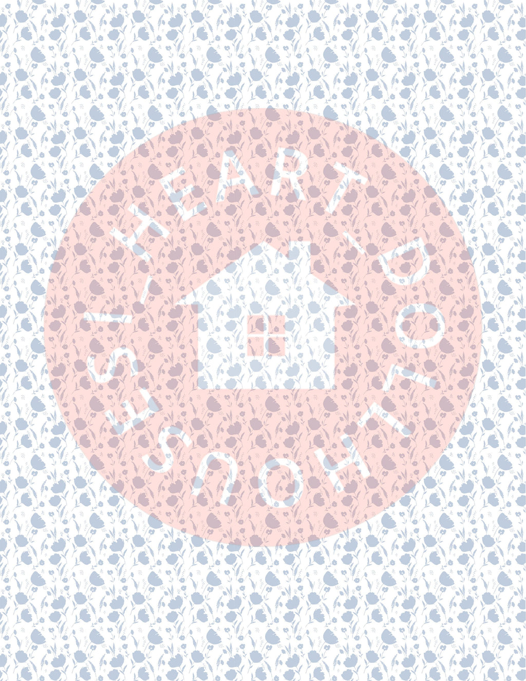 Dusty Blue Floral Miniature Dollhouse Wallpaper 1:12, Printable Download 8.5 x 11