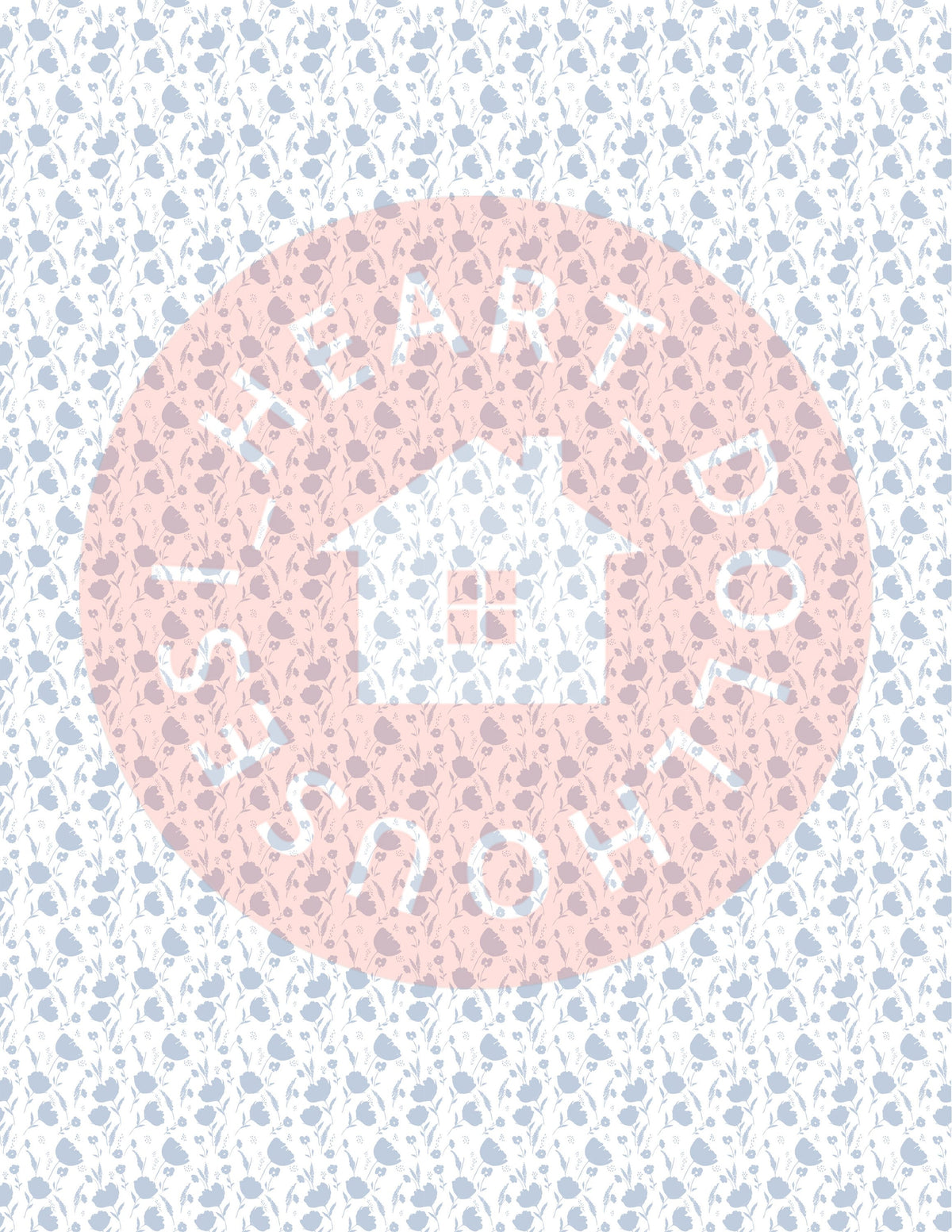 Dusty Blue Floral Miniature Dollhouse Wallpaper 1:12, Printable Download 8.5 x 11