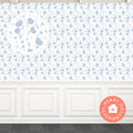 Dusty Blue Floral Miniature Dollhouse Wallpaper 1:12, Printable Download 8.5 x 11