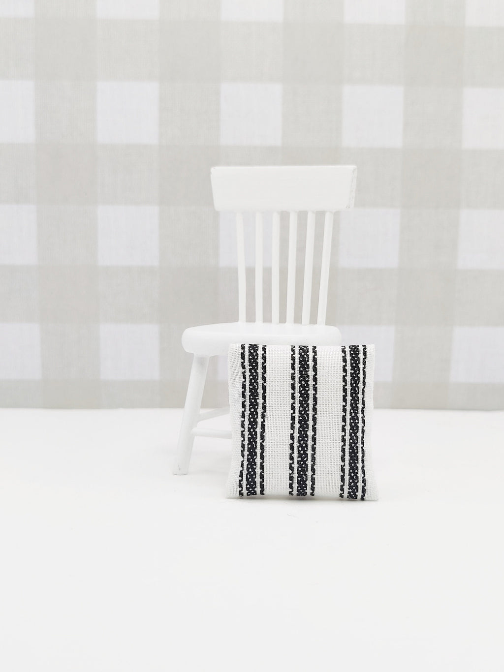 Miniature Dollhouse Black & White Accent Pillows Cushions Set (2)