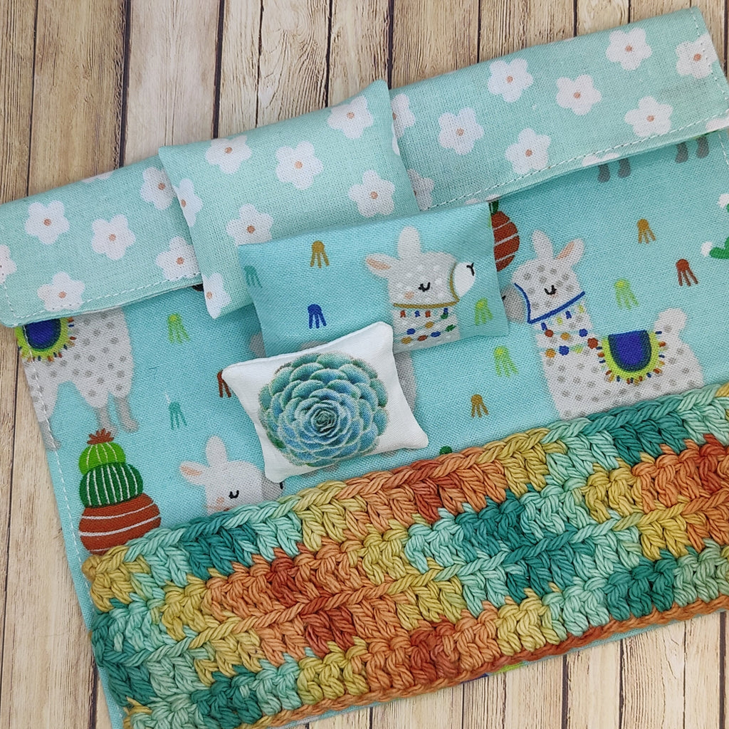 Miniature Dollhouse Single Bed Bedding Set Girl Room Decor Llama | Floral | Unicorn