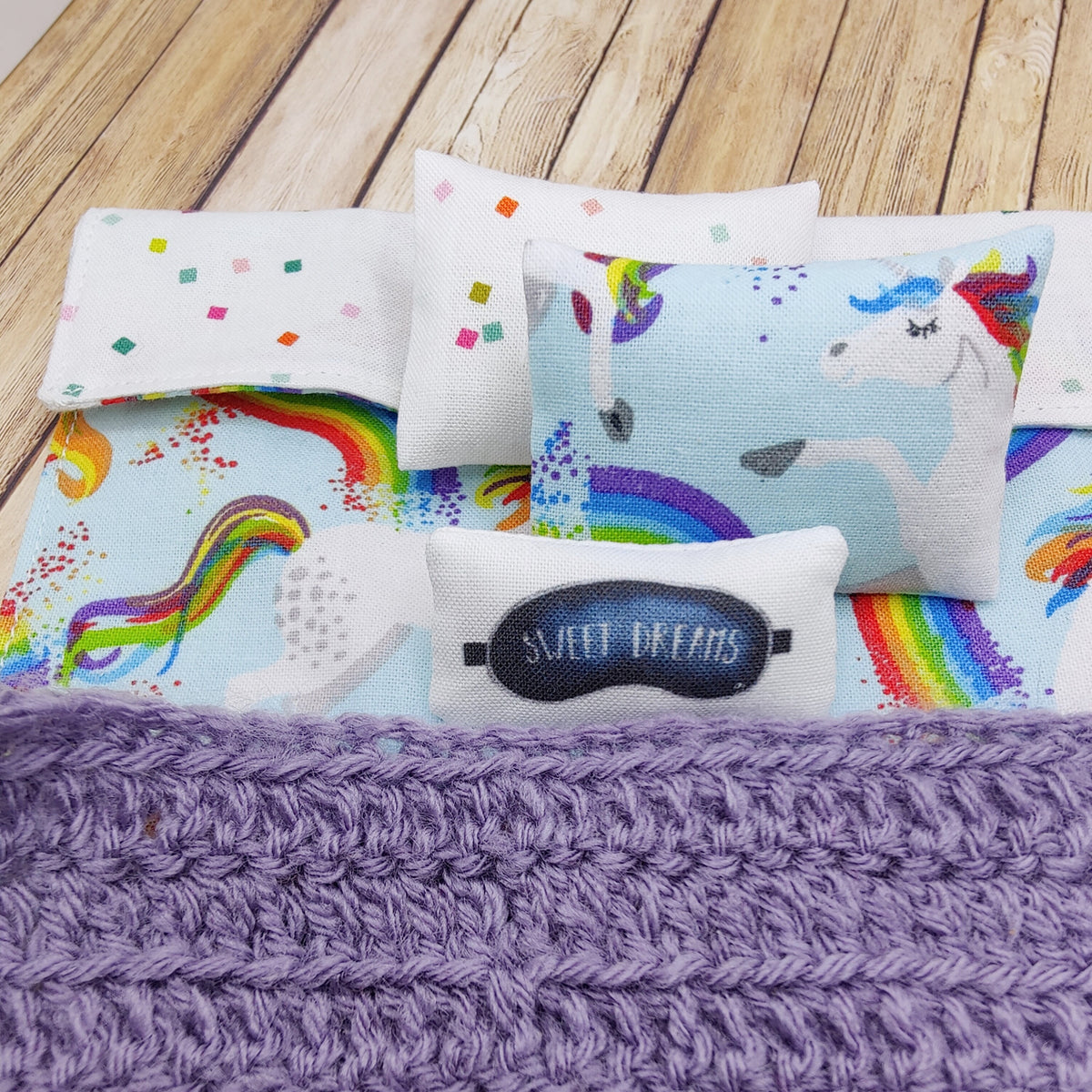 Miniature Dollhouse Single Bed Bedding Set Girl Room Decor Llama | Floral | Unicorn