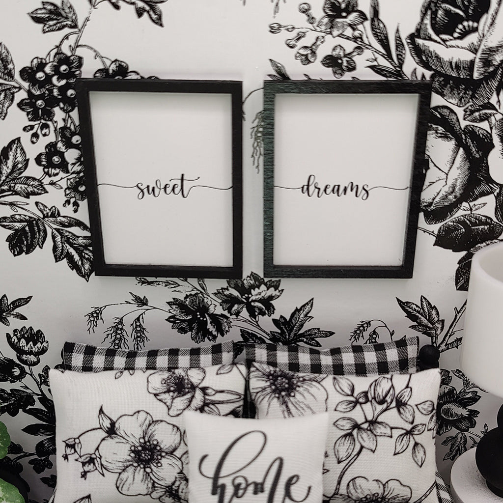 Miniature Farmhouse Wall Art | Dollhouse Black & White Prints