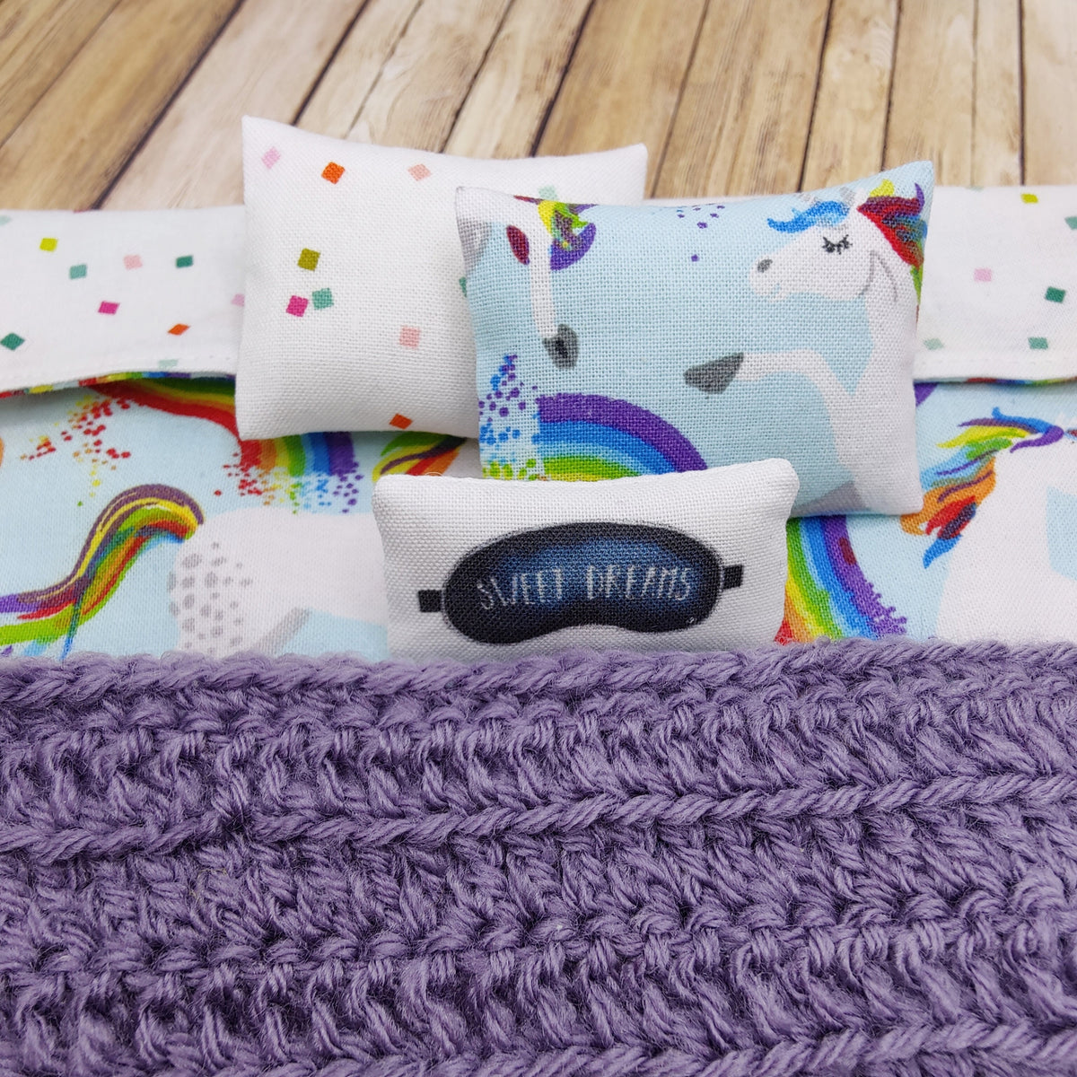 Miniature Dollhouse Single Bed Bedding Set Girl Room Decor Llama | Floral | Unicorn