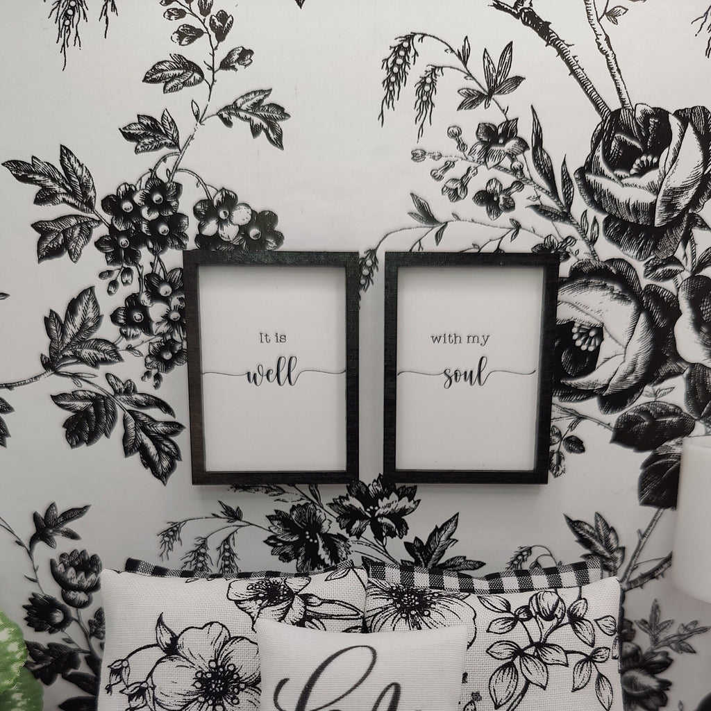 Miniature Farmhouse Wall Art | Dollhouse Black & White Prints