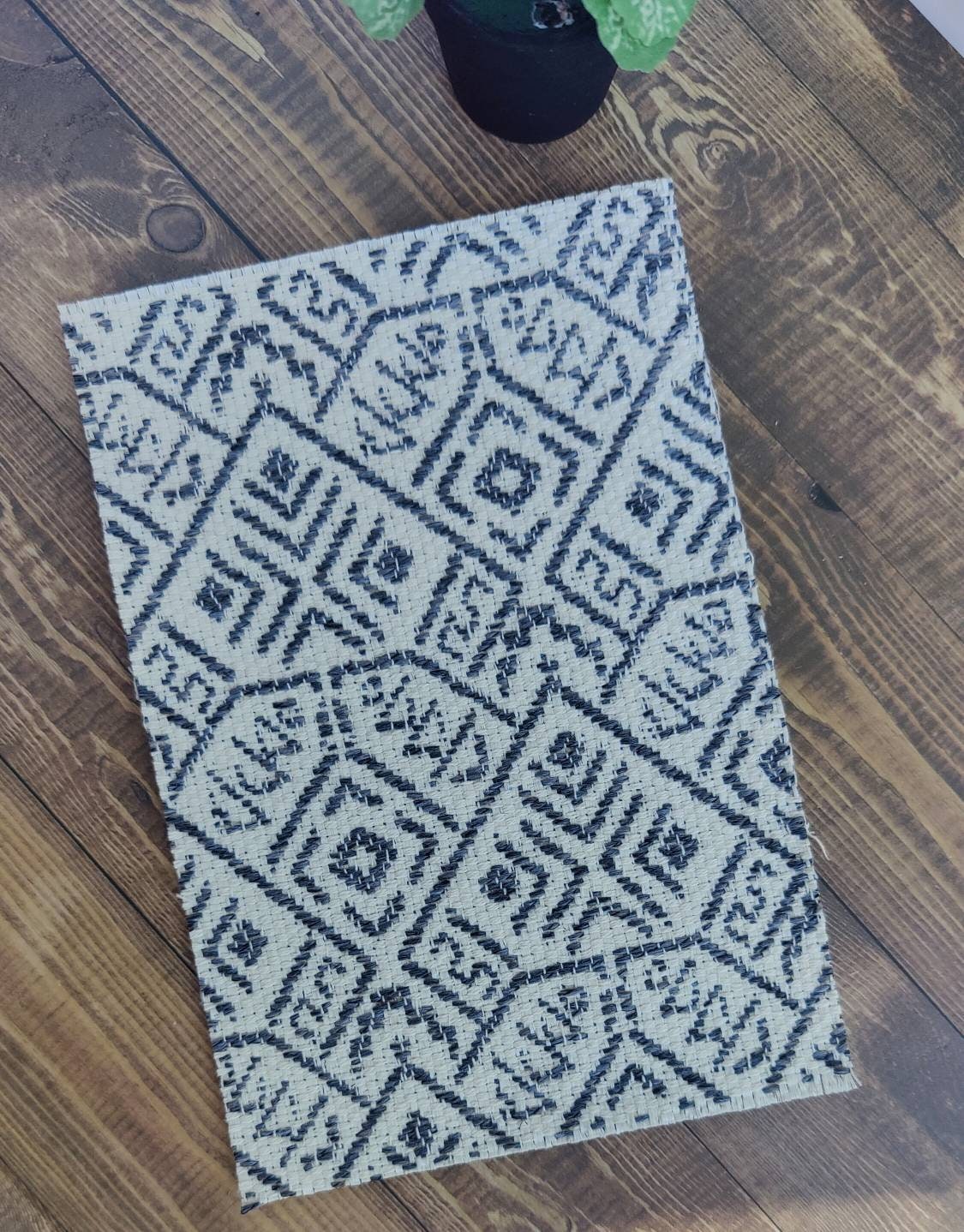 Dollhouse Miniature Black and White Modern Rug