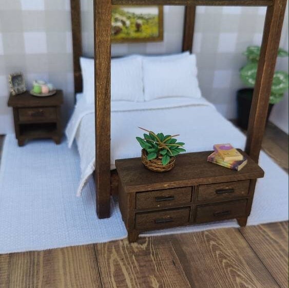 Dollhouse Miniature Linen White Rug with Finished Edges
