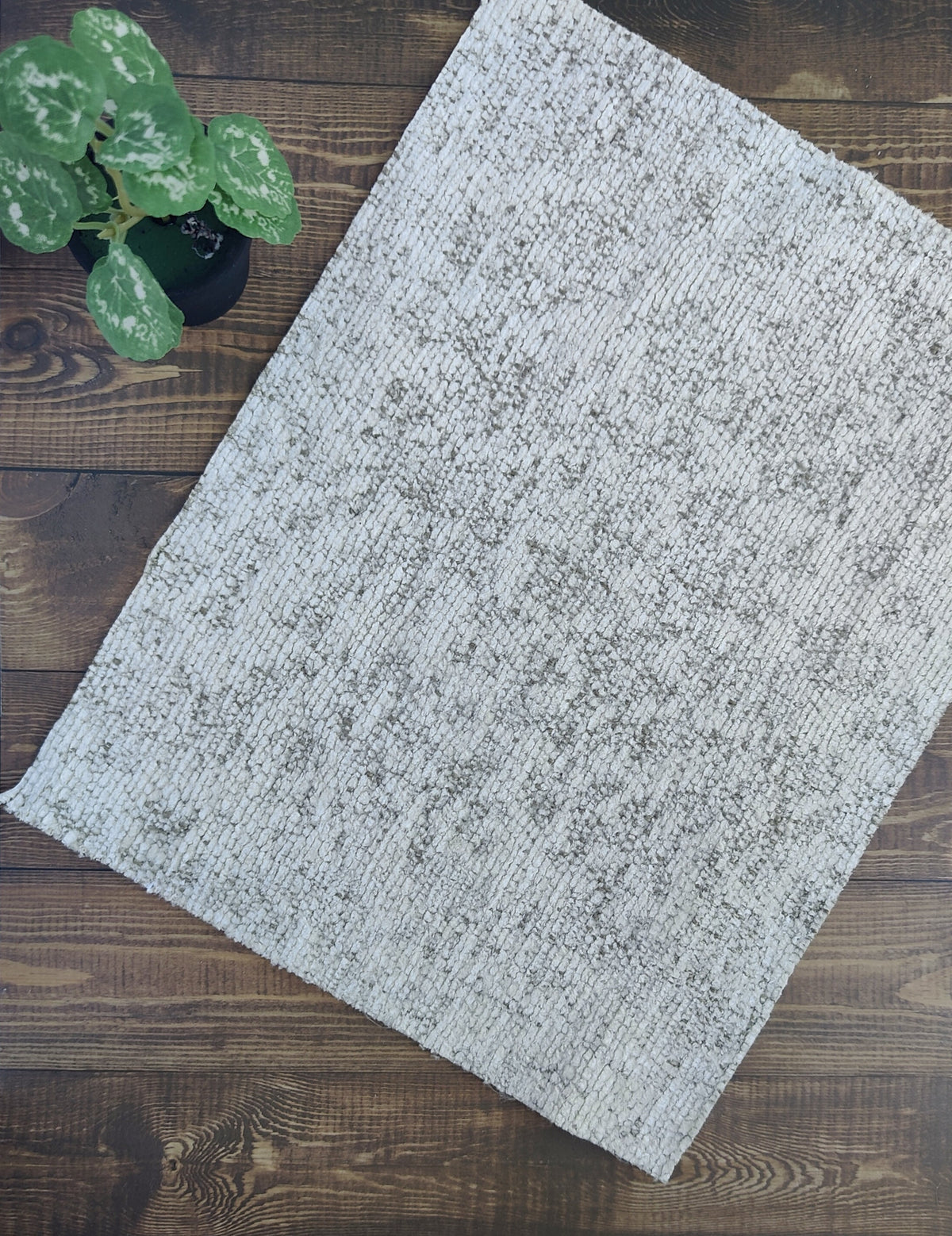 Miniature Designer Look Accent Rug White and Brown Mixed Colors