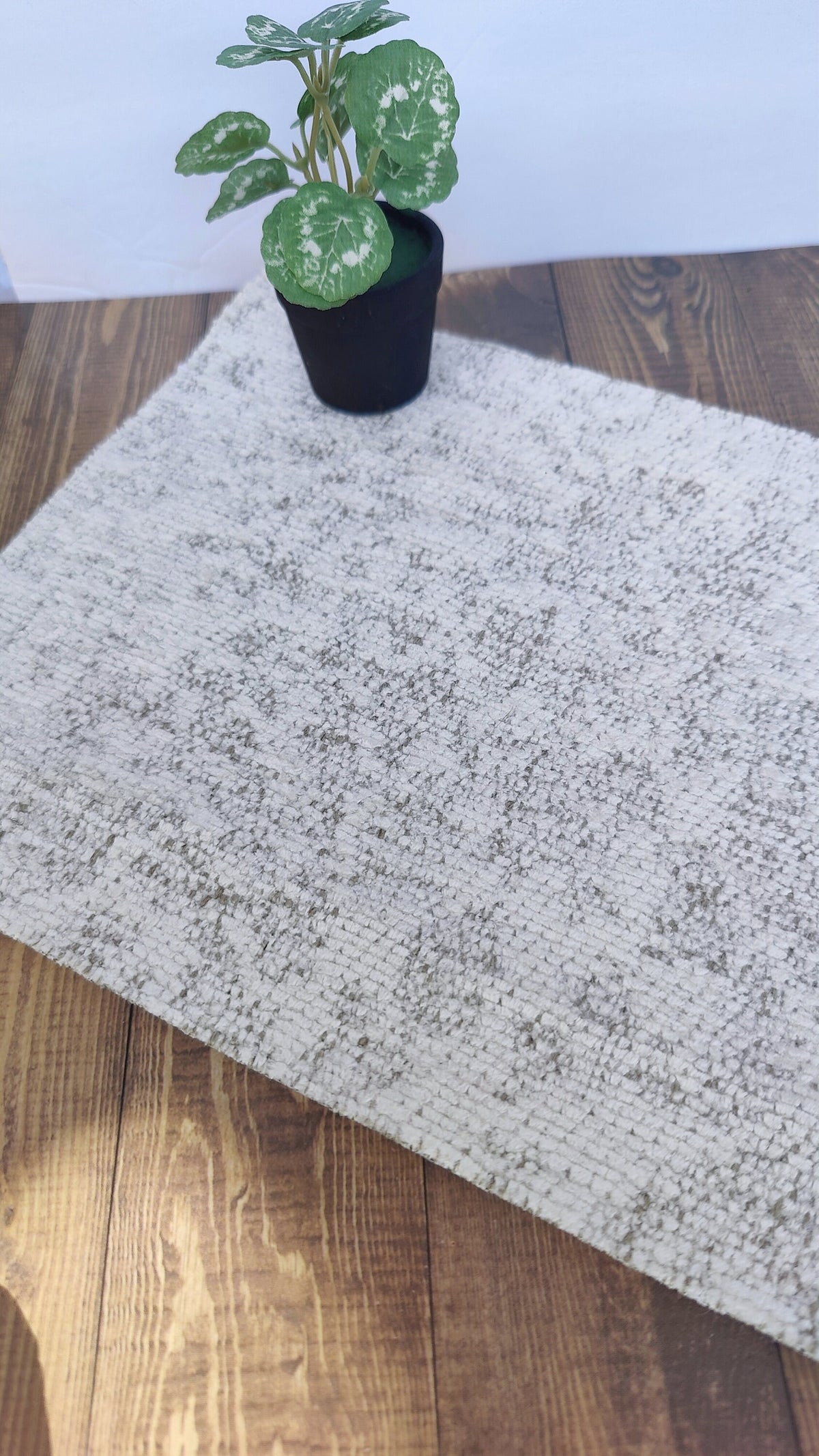 Miniature Designer Look Accent Rug White and Brown Mixed Colors