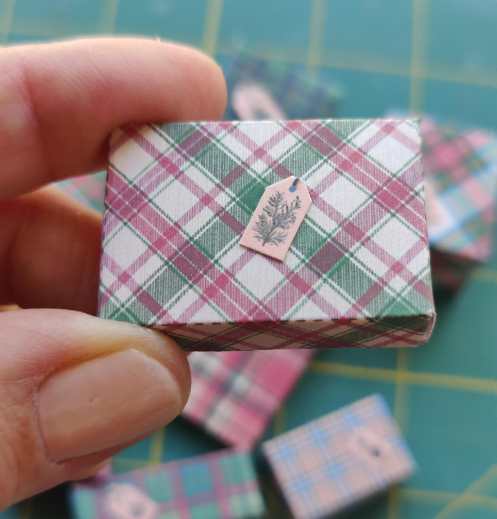 Plaid Christmas Gift Boxes, Dollhouse Decor, DIY Miniature (Digital Download)