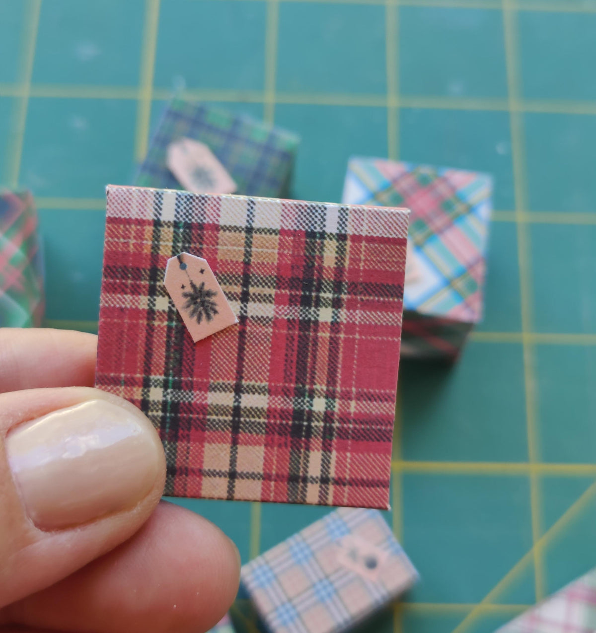 Plaid Christmas Gift Boxes, Dollhouse Decor, DIY Miniature (Digital Download)