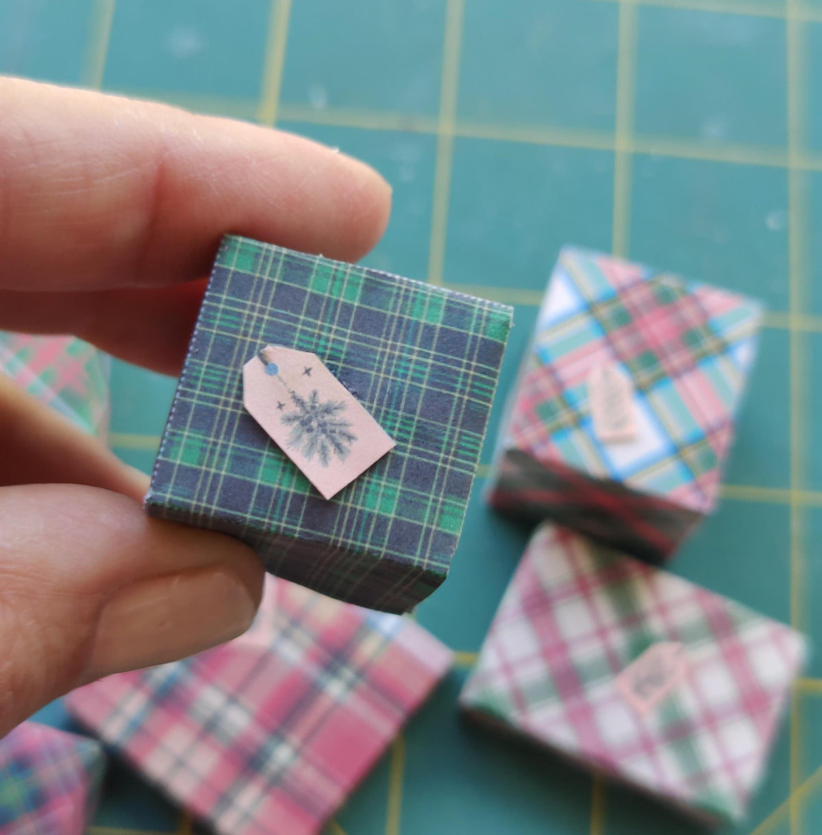 Plaid Christmas Gift Boxes, Dollhouse Decor, DIY Miniature (Digital Download)