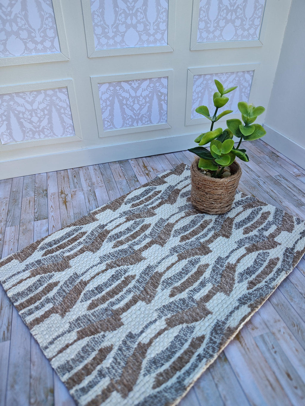 Dollhouse Miniature Designer Looking Beige & Taupe Color Rugs