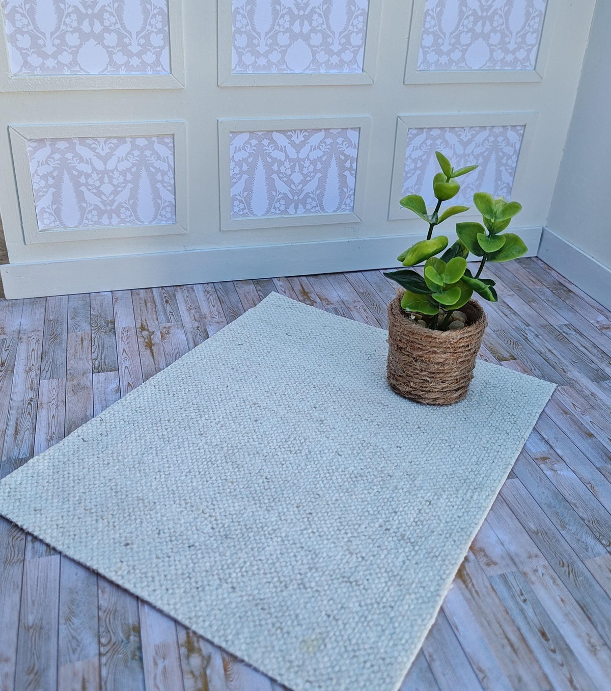 Dollhouse Miniature Designer Looking Beige & Taupe Color Rug