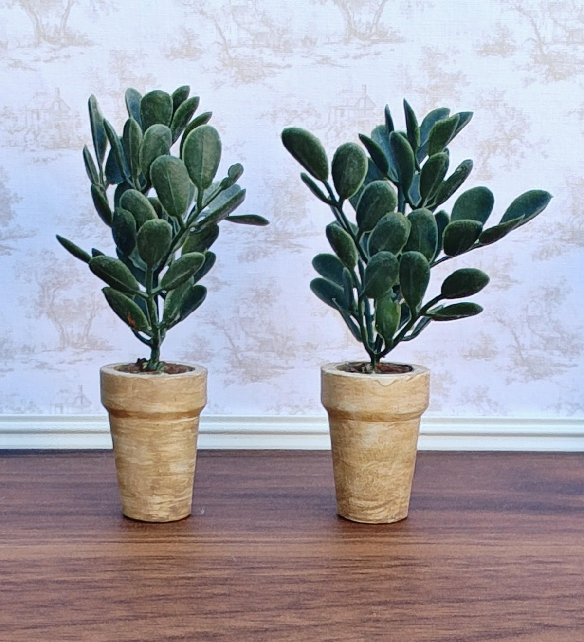 Miniature Fiddle Leaf Plant in Faux Cement Pot Modern Dollhouse Decor