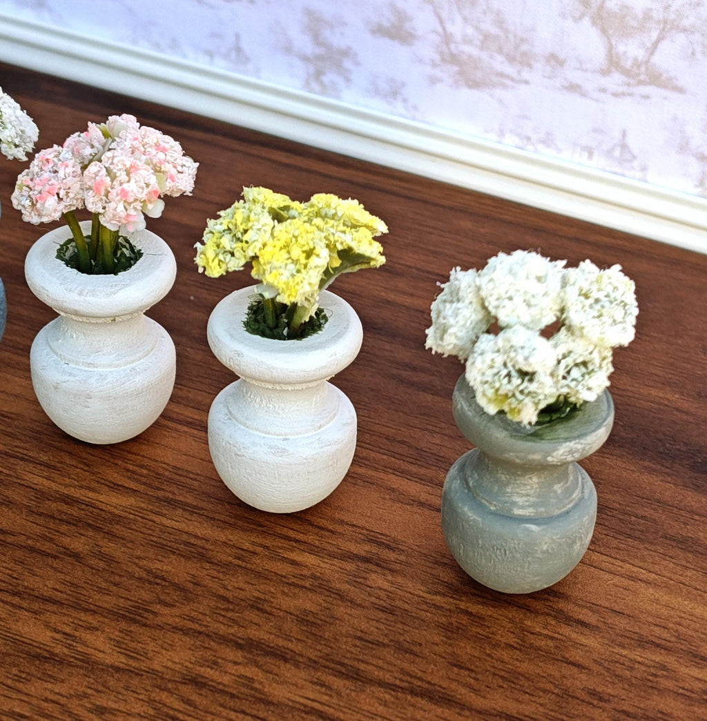 Miniature Pastel Carnations in Faux Large Cement Pot Modern Dollhouse Decor
