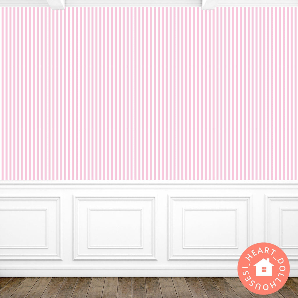 Light Pink Stripes Wallpaper for Dollhouse Digital Download
