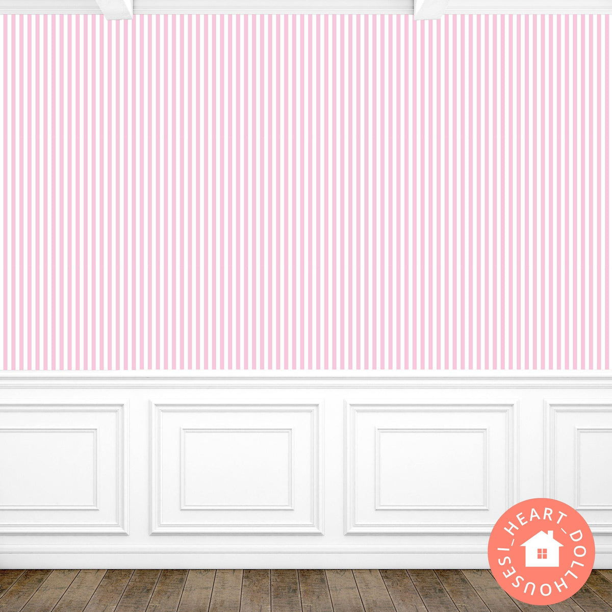Light Pink Stripes Wallpaper for Dollhouse Digital Download