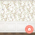 Dollhouse Wallpaper: 1/12 Scale Chinoiserie Birds & Flowers Digital Download
