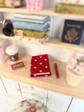 Dollhouse Miniature Journal with Real Paper Pages, Handmade Fabric Covered, Notebook, 1:12 Scale