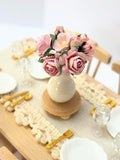 1:12 Scale Pink Paper Rose Centerpiece, Ceramic Vase, Handmade Floral Accessory