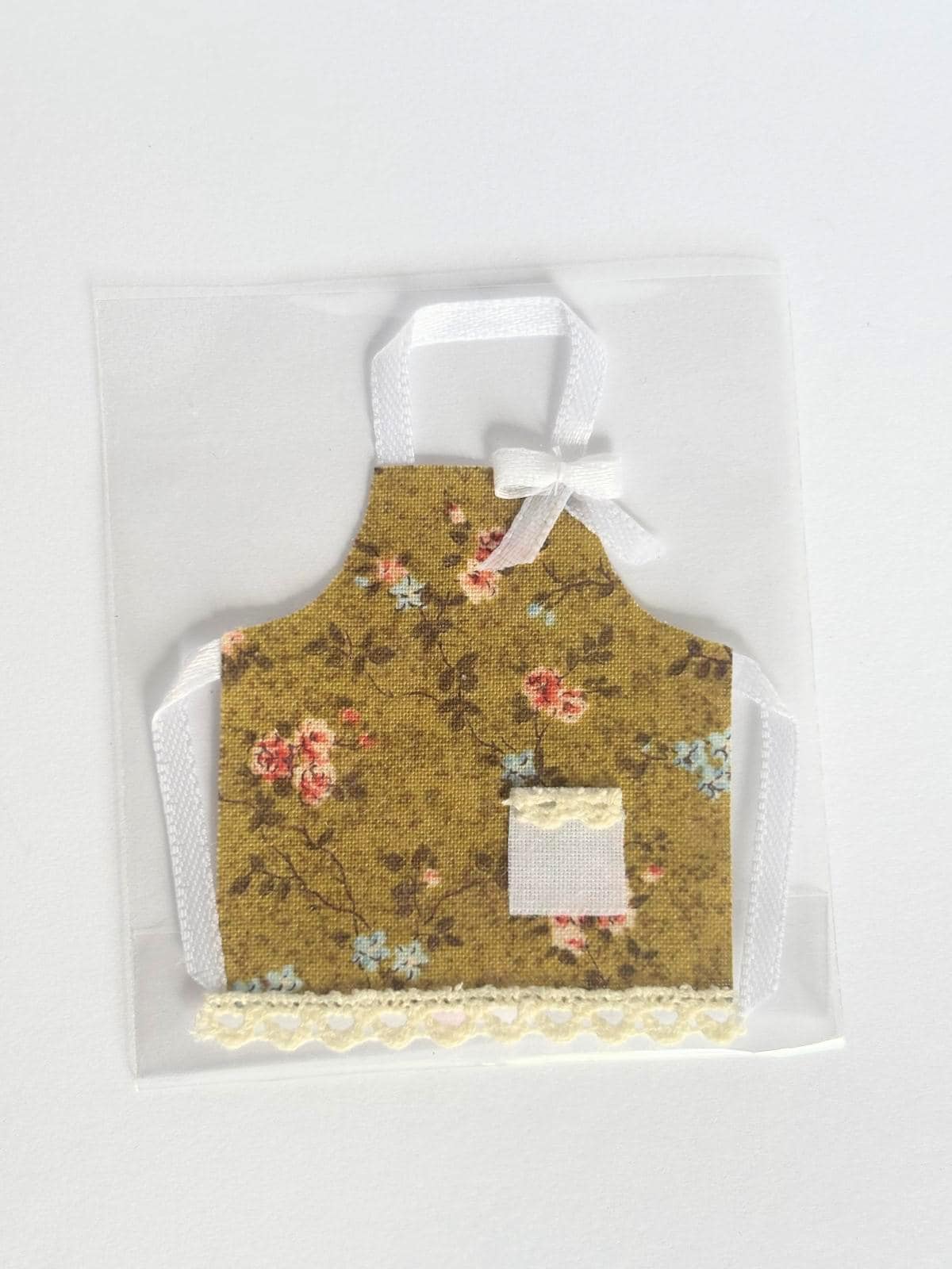 Handmade Dollhouse Apron | 1:12 Scale Miniature Kitchen Accessory | Floral Cottage Apron
