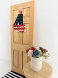 Hand-Painted Patriotic Miniature Door Ornament, Rustic Americana 4th of July Decor (1:12 Scale)