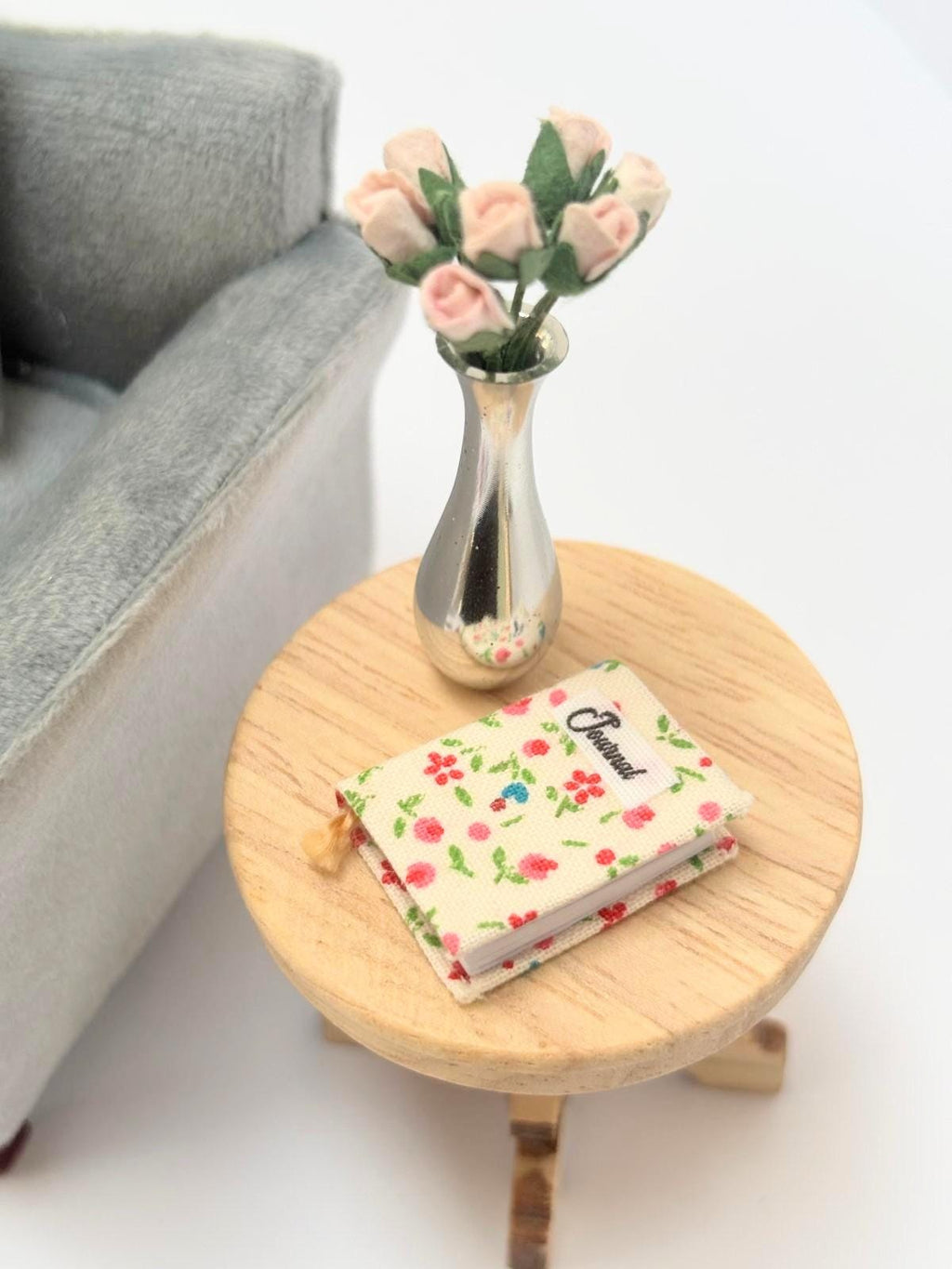 Dollhouse Miniature Journal with Real Paper Pages, Handmade Fabric Covered, Notebook, 1:12 Scale
