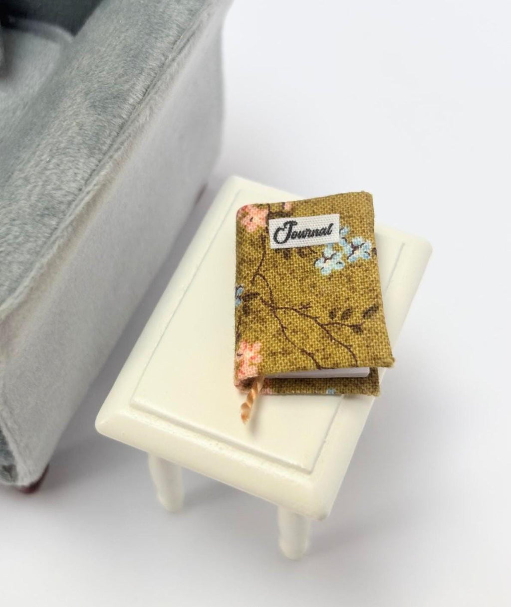 Dollhouse Miniature Journal with Real Paper Pages, Handmade Fabric Covered, Notebook, 1:12 Scale