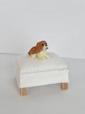 OOAK White 1:12 Scale Dollhouse Ottoman Coffee Table | Handmade Upholstered Miniature Furniture
