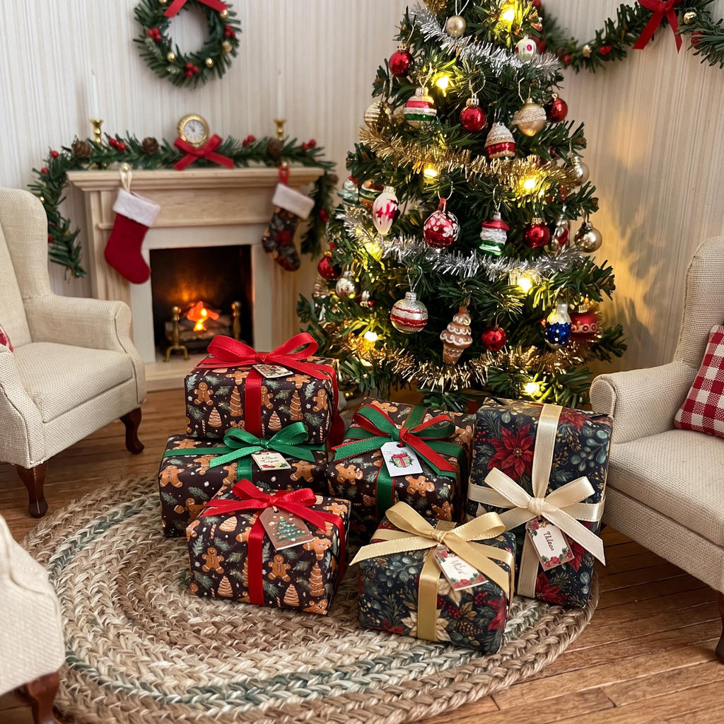 Miniature Vintage Nostalgic Christmas Cards, Posters & Wallpaper, Printable 1:12 scale, Digital Download