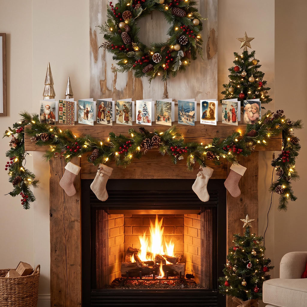 Miniature Vintage Nostalgic Christmas Cards, Posters & Wallpaper, Printable 1:12 scale, Digital Download
